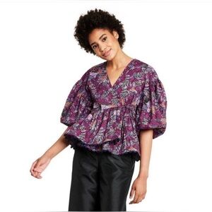 Kika Vargas women’s plus size purple and pink blouse size 3x